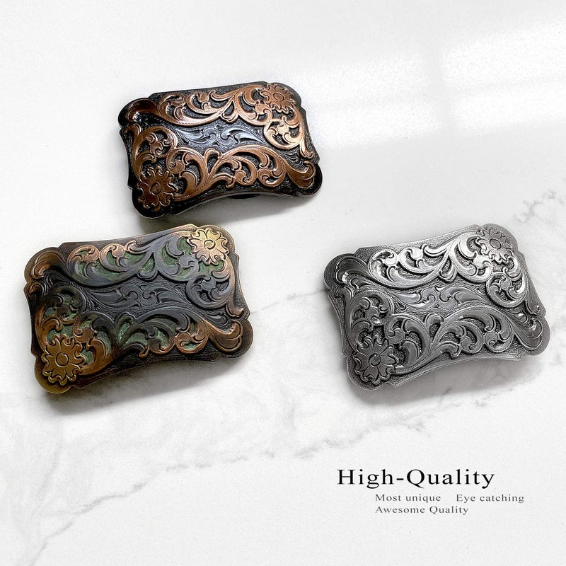 Belts.com HA0038 Western Floral Scroll Engraved Belt Buckle Fits 1-1/2"(38mm) Belt (Antique Silver) - Image 3